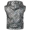 ZEROYAA Mens Hipster Leopard Metallic Zip Up Sleeveless Hooded Vest T Shirt with Kangaroo Pocket ZLSV18-Silver Large view 2