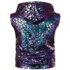 ZEROYAA Mens Hipster Leopard Metallic Zip Up Sleeveless Hooded Vest T Shirt with Kangaroo Pocket ZLSV18-Purple Small view 2