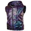 ZEROYAA Mens Hipster Leopard Metallic Zip Up Sleeveless Hooded Vest T Shirt with Kangaroo Pocket ZLSV18-Purple Small view 3