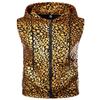 ZEROYAA Mens Hipster Leopard Metallic Zip Up Sleeveless Hooded Vest T Shirt with Kangaroo Pocket ZLSV18-Gold X-Large view 1