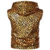 ZEROYAA Mens Hipster Leopard Metallic Zip Up Sleeveless Hooded Vest T Shirt with Kangaroo Pocket ZLSV18-Gold X-Large view 3