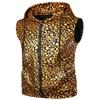 ZEROYAA Mens Hipster Leopard Metallic Zip Up Sleeveless Hooded Vest T Shirt with Kangaroo Pocket ZLSV18-Gold X-Large view 4