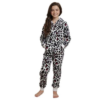 A2Z 4 Kids Girls Onesie Leopard Pyjama Sets A2Z Onesie One Piece - E.Soft 154 White 5-6