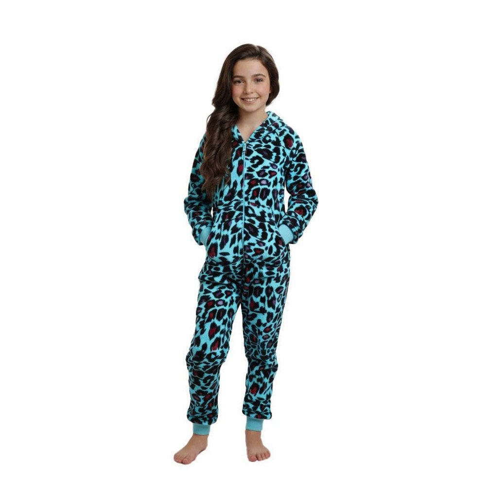 A2Z 4 Kids Girls Onesie Leopard Pyjama Sets A2Z Onesie One Piece - E.Soft 154 Mint 7-8
