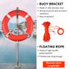 Life Ring, 23" Boat Safety Throw Rings, Life Preserver Ring with Bracket and 98.5 FT Floating Rescue Rope view 4