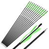 SHARROW 6/12 Pack 28/30/31 Inch Carbon Hunting Arrow Spine 500 Target Practice Arrows with 5" Turkey Feathers and 100 Grain Field Points for Recurve&Compound Bow (31inch/12pcs, Light Green White) view 1