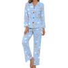 BAIKUTOUAN Airplane in The Sky Women's Button Down Pajamas Set Long Sleeve Sleepwear Nightwear