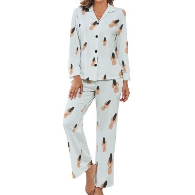 BAIKUTOUAN Bare Naked Sexy Women Women's Button Down Pajamas Set Long Sleeve Sleepwear Nightwear