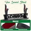 Ekkhysis 1-Tier Padded Hook Katana Stand Holder Display Hanger for Tanto Rapier Samurai Cosplay Blade Tanjirou Demon Slayer Weapon Display Stand (Black Wood, Vine-Shaped Design) view 3