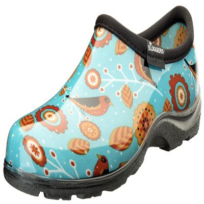 Sloggers Waterproof Garden Shoe for Women Outdoor Slip-On Rain and Garden Clogs with Premium Comfort Support Insole, (Bird Turquoise), (Size 6)