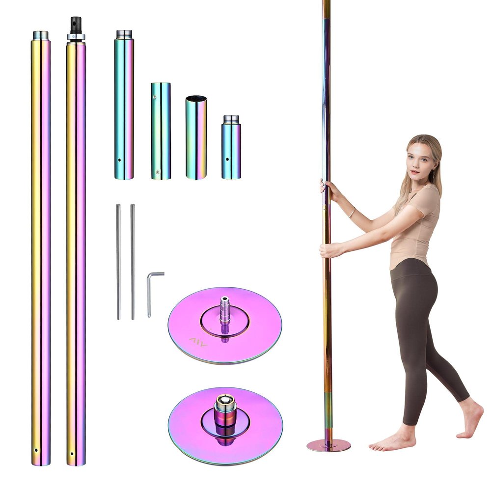 AW Portable 9.25FT Dance Pole Kit 45mm Removable Dancing Pole Professional Static Spinning Pole Dancing Pole for Home Party Pub Exercise, Max Load 1102 Lbs, Colorful