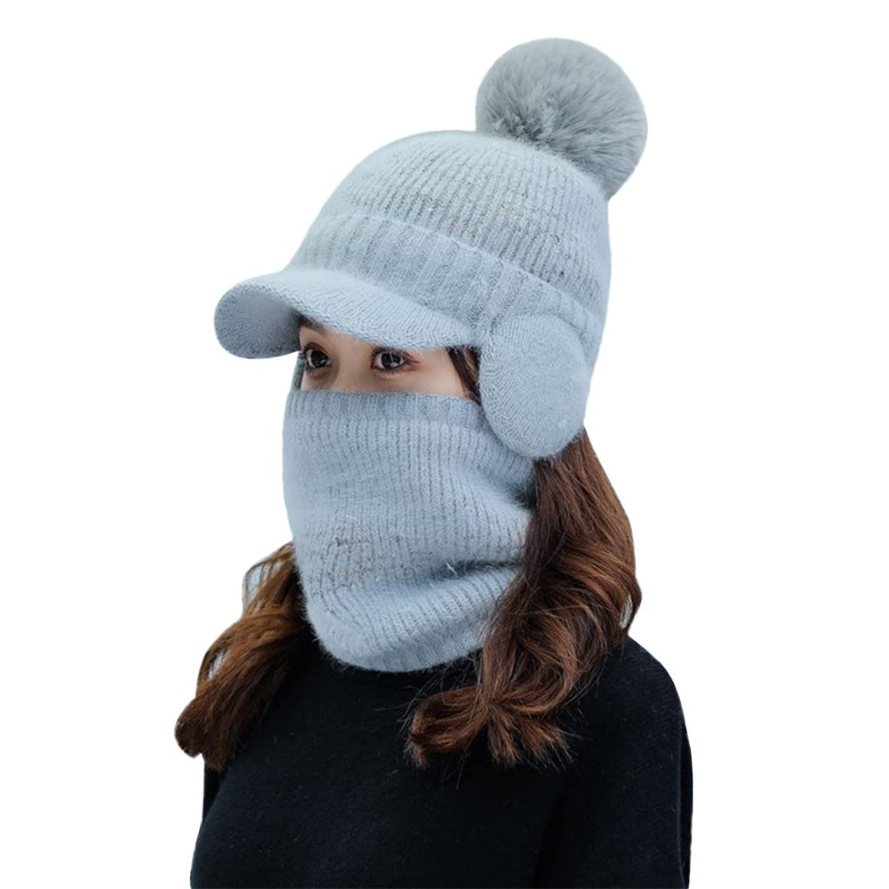 Winter Beanie Hat for Women Lightweight Warm Slouchy Chunky Cable Knit Hats Baggy Winter Ski Skull Cap Grey