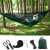 Camping Hammock, Double & Single Portable Hammock with Tree Straps, Lightweight Nylon Hammock Swing Set with Net and Rain Fly Tarp and Pocket for Backpacking Hiking Travel Outdoor(Green+Green) view 3