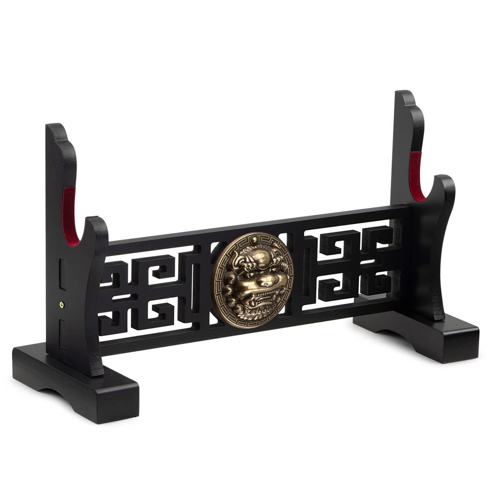 Ekkhysis Kylin Sword Stand 1-Tier Padded Hook Katana Stand Holder Display Hanger for Tanto Rapier Light Saber Samurai Cosplay Blade Tanjirou Demon Slayer Weapon Display Stand (1-tier)