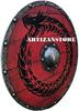 ARTIZANSTORE Medieval LARP Warrior Wood & Steel Viking Round Shield Armor Templar Shield 24 inch Handmade Shield, Red view 2