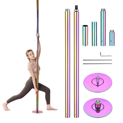AW 9.25 FT Portable Dance Pole Kit Static Spinning Pole Dancing Pole for Home Removable 45mm Dance Pole Gym Party Club Exercise Fitness Colorful, Max Load 1102 Lbs