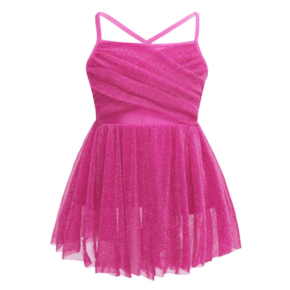 Agoky Kids Girl's Sparkling Ballet Tutu Dress Dance wear Costumes Gymnastics Leotard Gym Party Rose Glittery 8