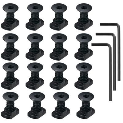 16 Pack T-Nut Screw Replacement Sets,Compatible with Rail Mount, with Thread Locking Screws, Wrench and Nuts, Hardware for Standard Rail Systems (16 x Screws, 16 x Nuts and 3 x Wrench)