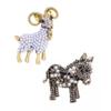 Acxico 2Pcs Fashion Alloy Pearl Goat Brooch and Fun Donkey Brooches Animal Pin Funny Cute Cartton Style Kid Gift, White , Black view 1