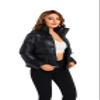 Hujoin Women's Quilted Shiny Padded Windproof Puffer Jacket with Baggy Pockets Bubble Coat Black XS view 3