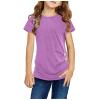 Tunic Front T-Shirt Kids Tee Tops Casual Short Blouse Button Girls Knot Sleeve Girls Tops Shirts 6X (Purple, 4-5 Years) view 1