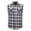 Men's Flannel Plaid Sleeveless Shirt Button Down Casual Check Vest Shirts Lightweight Slim Tank Tops with Pocket (White 1,XX-Large) view 1