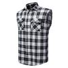 Men's Flannel Plaid Sleeveless Shirt Button Down Casual Check Vest Shirts Lightweight Slim Tank Tops with Pocket (White 1,XX-Large) view 4