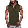 Maiyifu-GJ Men's Lace up Hooded Tank Top Sleeveless Gym Workout Hoodie T Shirt Bodybuilding Fitness Muscle Hoodies Vests (Armygreen,XX-Large) view 1