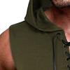 Maiyifu-GJ Men's Lace up Hooded Tank Top Sleeveless Gym Workout Hoodie T Shirt Bodybuilding Fitness Muscle Hoodies Vests (Armygreen,XX-Large) view 3