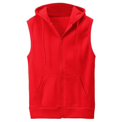 Maiyifu-GJ Zip Up Hoodie Tank Tops for Men Slim Fit Sleeveless Workout Hooded Shirt Casual Lightweight Zipper Hoodies Vests (Red,175/88A)