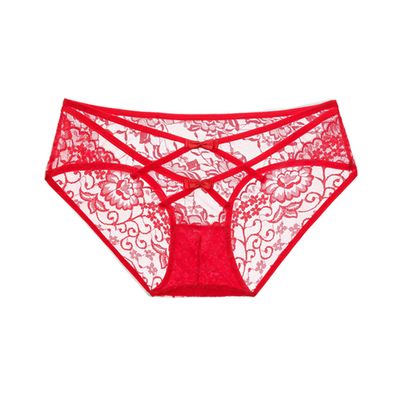 Celamirio Women's Sexy Lace Panties Red S