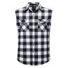 Men's Flannel Plaid Sleeveless Shirt Button Down Casual Check Vest Shirts Lightweight Slim Tank Tops with Pocket (White 2,X-Large) view 1