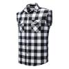 Men's Flannel Plaid Sleeveless Shirt Button Down Casual Check Vest Shirts Lightweight Slim Tank Tops with Pocket (White 2,X-Large) view 3