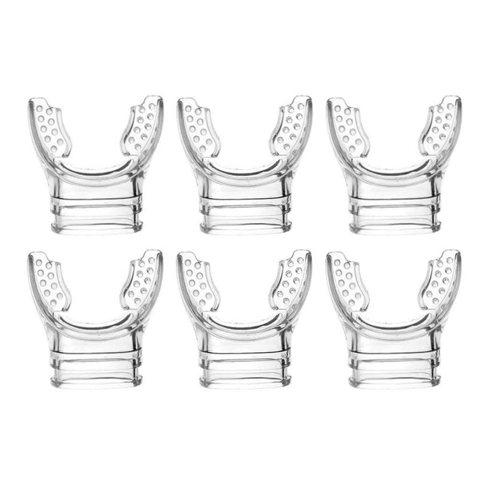 6 Pack Silicone Mouthpiece Diving Clear with Tie Strap Diving Equipment Breathing Tube Accessories, Universal Caliber fits on Most of Products, Universal Scuba Diving Regulator Mouthpiece