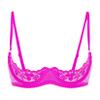 Zaldita Women's Lace Sheer Lingerie Bras 1/4 Cups Push Up Shelf Unlined Bralette Brassiere Nightwear Rose Large view 1