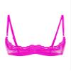 Zaldita Women's Lace Sheer Lingerie Bras 1/4 Cups Push Up Shelf Unlined Bralette Brassiere Nightwear Rose Large view 2