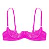 Zaldita Women's Lace Sheer Lingerie Bras 1/4 Cups Push Up Shelf Unlined Bralette Brassiere Nightwear Rose Large view 4