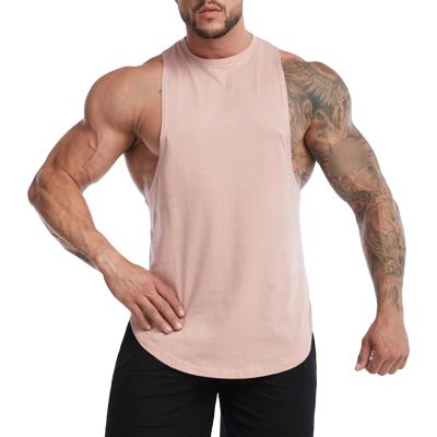 Maiyifu-GJ Men Cool Muscle Tank Tops Sleeveless Bodybuilding Gym Workout Shirt Lightweight Fitness Training Athletic Vests (Light Red,Large)