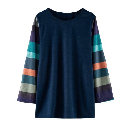 Kids Girls Fashion Top Shirt Color Block Striped Casual Tunic Tops Long Sleeve Child Long Sleeve Tee (Blue, 12-13 Years)