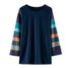 Kids Girls Fashion Top Shirt Color Block Striped Casual Tunic Tops Long Sleeve Child Long Sleeve Tee (Blue, 12-13 Years) view 1