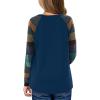Kids Girls Fashion Top Shirt Color Block Striped Casual Tunic Tops Long Sleeve Child Long Sleeve Tee (Blue, 12-13 Years) view 4