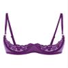 Hularka Women's Sexy Lace 1/4 Cup Bra Balconette Bralette Push Up Underwired Unlined Plunge Bras Purple Large view 1
