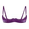 Hularka Women's Sexy Lace 1/4 Cup Bra Balconette Bralette Push Up Underwired Unlined Plunge Bras Purple Large view 2