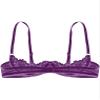 Hularka Women's Sexy Lace 1/4 Cup Bra Balconette Bralette Push Up Underwired Unlined Plunge Bras Purple Large view 4