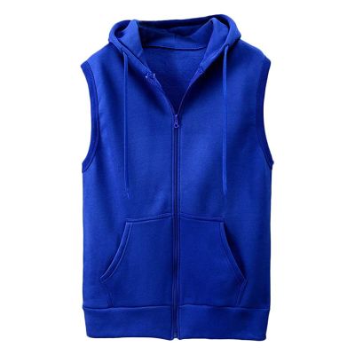 Maiyifu-GJ Zip Up Hoodie Tank Tops for Men Slim Fit Sleeveless Workout Hooded Shirt Casual Lightweight Zipper Hoodies Vests (Blue,180/92A)