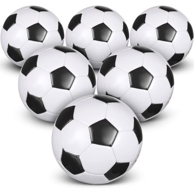 Deekin 6 Pcs Soccer Ball Bulk with Pump Teamwork Outdoor Sport Game Training Soccer Ball Bulk for School Sport Teen Adult Child(Size 5,Black)