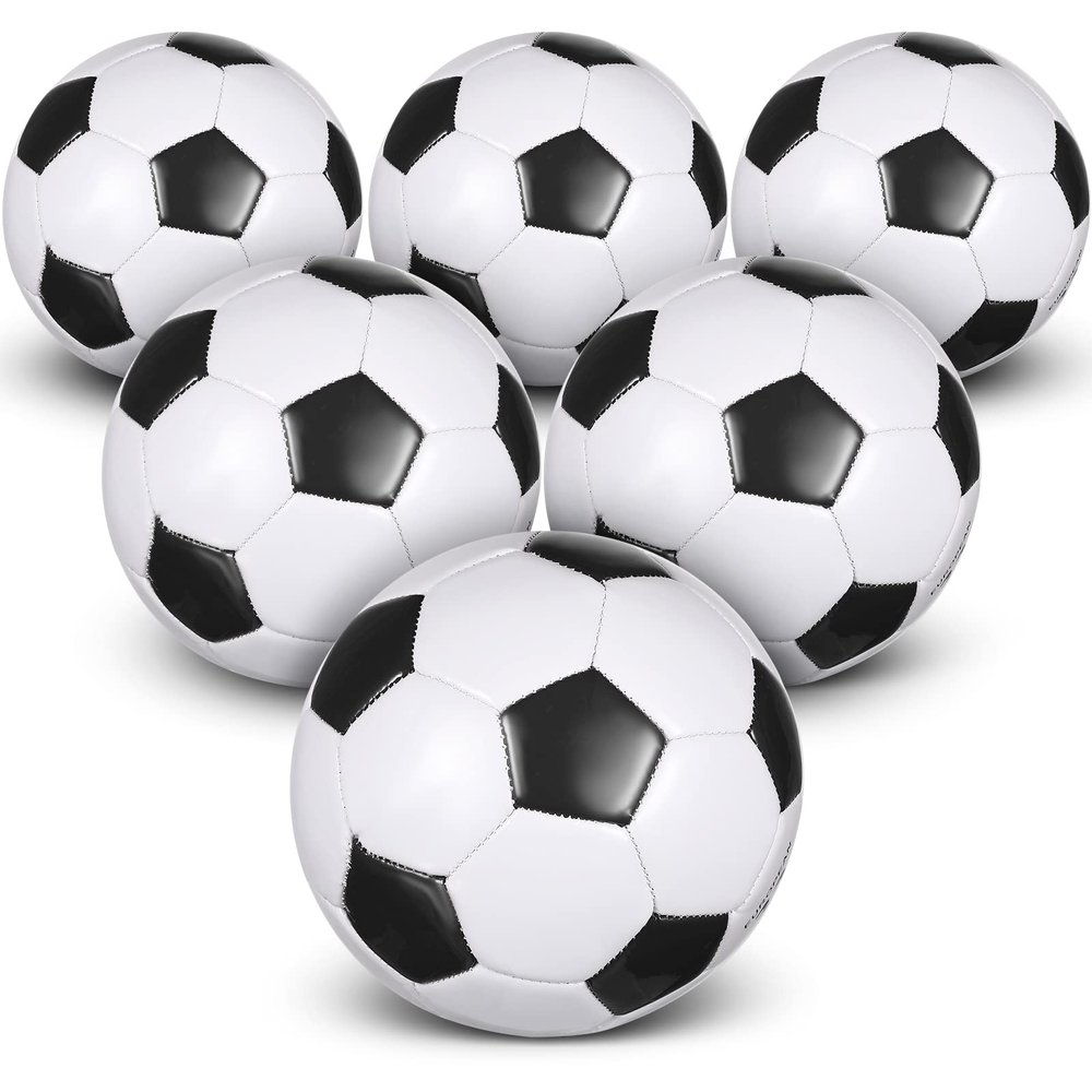 Deekin 6 Pcs Soccer Ball Bulk with Pump Teamwork Outdoor Sport Game Training Soccer Ball Bulk for School Sport Teen Adult Child(Size 5,Black)