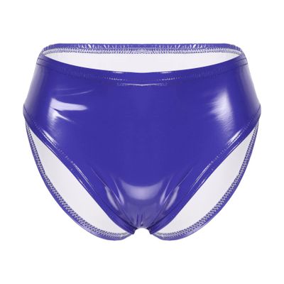 Daenrui Woman's Shiny Metallic Sexy Bikini Briefs Low Rise Underwear Shorts Rave Dance Bottom Clubwear Blue 3X-Large