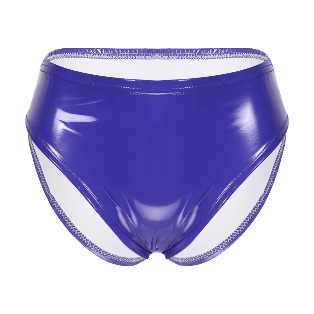 Daenrui Woman's Shiny Metallic Sexy Bikini Briefs Low Rise Underwear Shorts Rave Dance Bottom Clubwear Blue 3X-Large