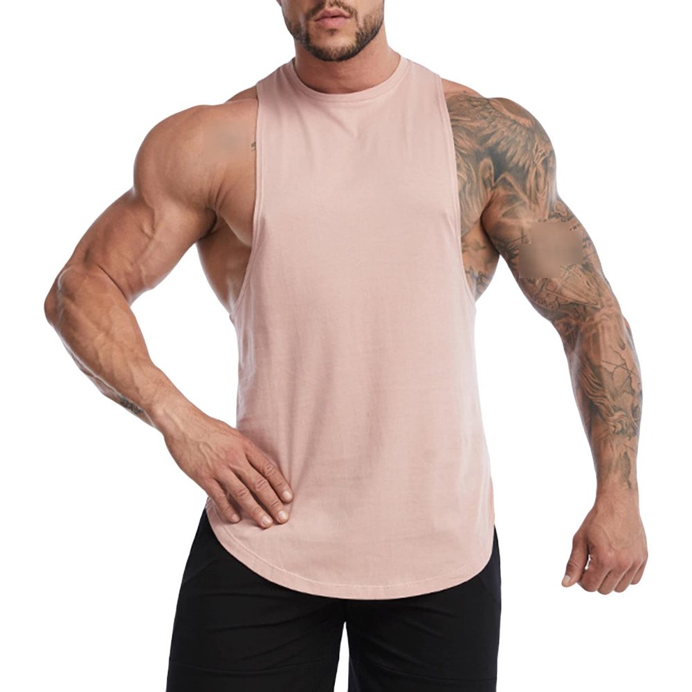 Maiyifu-GJ Men Cool Muscle Tank Tops Sleeveless Bodybuilding Gym Workout Shirt Lightweight Fitness Training Athletic Vests (Light Red,X-Large)